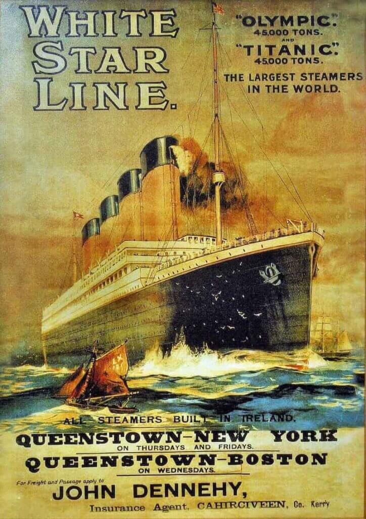 Poster of the "White Star Line" showing the Titanic